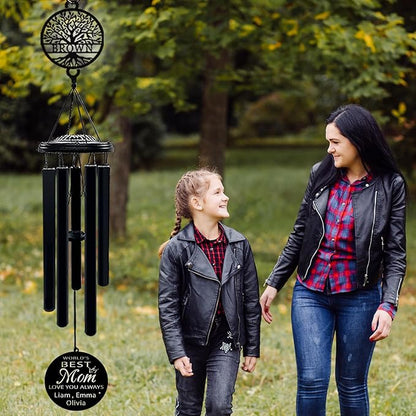 Personalized Mom Wind Chimes Birthday Gifts for Mom Valentines Day Gift for Mom from Daughter Son Outdoor Hanging Decoration