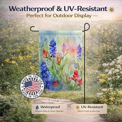 Caroline's Treasures Texas Bluebonnets in Watercolor Garden Flag Mailbox Flag Decorative Yard Flag Banner Outside Patio Artwork Yard Flower Beds, Garden Size, Multicolor