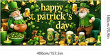 St Patrick’s Day Garage Door Banner 157.5x70.9in Large Garage Door Cover Outdoor Shamrock Leprechaun Decorations for House Exterior Party Decor with Grommets Rope