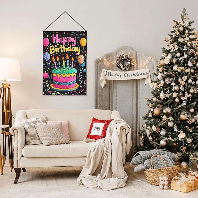 Happy Birthday Garden Flags 12×18 Inch Double Sided Decorative Yard Banner Seasonal Flag for Outdoor Outside Decor