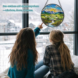 Green Irish Hills Stained Glass Window Hanging, Suncatcher for Window Hanging, Sun Catchers Indoor Windows Wall Art for Nature Lovers, Suncatcher for Home Garden Office 7.87 inches