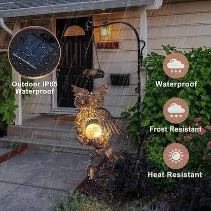 Beautyard Solar Wind Chimes Outdoor Owl Mom Wife Hanging Lanterns Christmas Decorations Solar Lights for Outside Garden Yard Art Unique Birthday Gifts