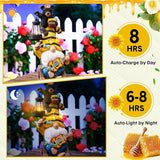 Gerrii Bee Gnome Solar Statue with LED Lantern Spring Garden Outdoor Resin Figurine Gifts for Women Mom Weatherproof Stacked Bear Bee Gnome Light Ornament for Porch Patio Lawn Entryway Welcome