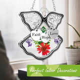 KY&BOSAM Angel Suncatcher Faith Hope Love Stained Glass Suncatchers for Windows Hangings Wind Chimes with Pressed Real Flowers and Heart Charm Engraved Birthday Gifts for Mom Mothers Day Christmas
