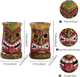 TERESA'S COLLECTIONS Tiki Head Garden Decor with Solar Outdoor Light, Set of 2 Tropical Hawaiian Tiki Torch Resin Christmas Decorations Garden Sculptures & Statues Yard Decor Thanksgiving Gifts 6"