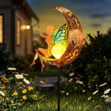 ZKLiLi Garden Outdoor Decor, Fairy Moon Figurine Light Stake, Housewarming Ornament for Patio, Lawn, Yard, Pathway - Unique Gift Ideas for Gardening Mom Grandma