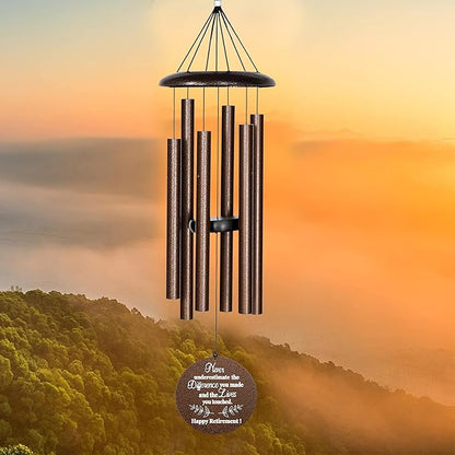 Retirement Wind Chimes, 32" Copper Aluminum, Modern Style, Adjustable, Outdoor Use