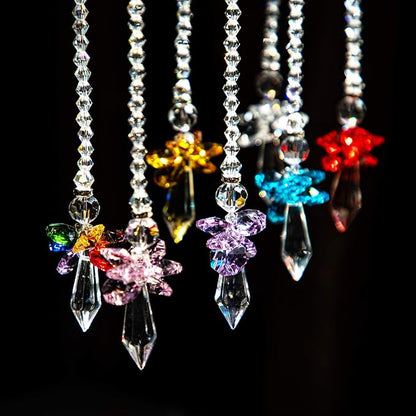 7pcs Rainbow Guardian Angel Suncatcher for Home/Car Decoration & Porch Decor & Hangings Crystal Glass Ornament for Mom Women