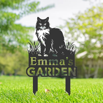 Personalized Cute Cat Kitten Metal Garden Sign,Custom Yard Sign With Stake,Outdoor Garden Décor,Pet Cat Lawn Garden Decorated Statue,Cat Sympathy Yard Metal Sign,Cat Lover Gifts Kailyard Plaque.