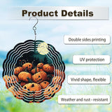 Halloween Pumpkin Moon Wind Spinners Outdoor, Hanging Wind Spinner for Garden Decoration, 8 inch 3D Stainless Steel Metal Wind Sculpture for Indoor/Outdoor Decor