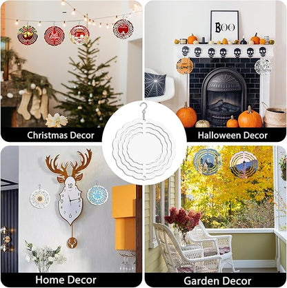 5 Pack 3 inch Sublimation Wind Spinners Blanks Wind Spinner Sublimation Blank Bulk 3D Aluminum Metal Wind Spinners for Yard and Garden Indoor Outdoor Window Porch Front Door Decoration Round