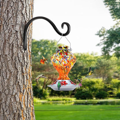 BOLITE Plant Hangers Outdoor Indoor, 8 Inch Wall Plant Hooks, Metal Bird Feeder Hanger for Hummingbird Feeders, Planters, Lanterns, Wind Chimes, Home Decor, 2 Pack, Black, Gifts for Women Men