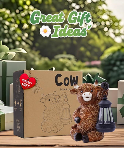 Nacome Highland Cow Statues for Garden Decor: Outdoor Sculptures with Solar Lantern for Clearance Outside Lawn Ornaments Porch Patio Balcony Yard – Birthday Gifts for Women Mom Grandma(Copper)