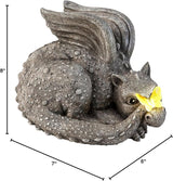Evergreen Garden Baby Dragon Statue with Butterfly Solar Light | 8x7x6 Inches | Solar Dragon Garden Statues and Figurines Outdoor Indoor Decorations for Home
