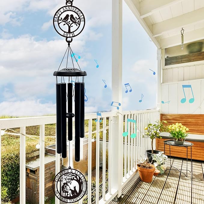 50th Anniversary Wedding Gifts for Couple,37" Golden Wedding Anniversary Wind Chimes, Unique 50 Years Marriage Keepsake for Parents Grandparents Wife Husband Friends (Love Bird)