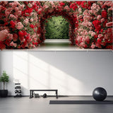 16x7ft Flower Tunnel Arch Garage Door Banner - Colorful Blossom Pathway Backdrop, Large Hanging 2 cars Garage Decorations - for Spring Garden Party & Wedding Valentines Welcome Background Sign, Outdoor Decor