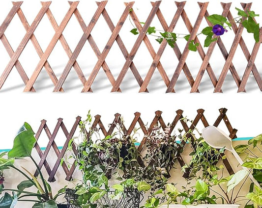 Wooden Lattice Panels for Outside 1Pack, 75"x11.8" Expandable Wood Lattice Fence Wall Garden Trellis Frame for Climbing Plants Outdoor Vine Ivy Rose Patio Room Decorative