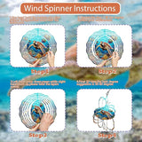3D Sea Turtle Wind Spinner 10 Inch Ocean Theme Metal Art Stainless Steel Kinetic Art Hanging Spinner for Indoor and Outdoor Garden Decoration