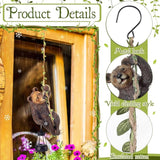 Rossesay 7 Inches Bear Statue Tree Hugger with Solar Light Resin Bear Statue Sign with LED Lantern Waterproof Hanging Figurine with Hook for Christmas Tree Decoration Outdoor Yard Garden (Brown)