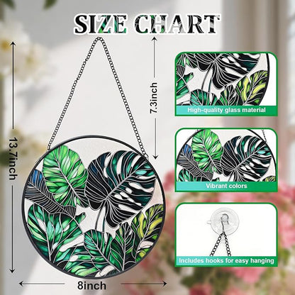 8'' Stained Glass Window Hanging, Monstera Plant Stained Glass Suncatcher, Window Hanging Decor, Plant Lover Decor, Plant Lover Gifts, Home Garden Housewarming Gifts