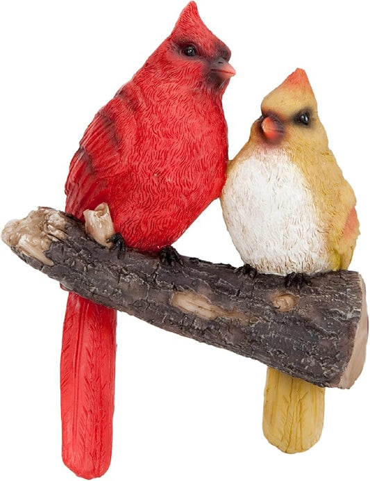Bits and Pieces - 'Pair of Cardinals' Tree Hugger - Yard Decorations - Whimsical Tree Birds Sculpture - Garden Decoration - Garden Peeker Yard Art