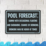 Pool Forecast 12" x 8" Funny Tin Pool Sign Beach Home Poolhouse Deck Tiki Bar Coastal Bedroom Decor