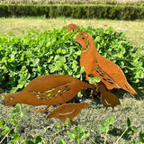 4pcs Rusty Iron Quail Family Garden Craft Set - Metal Quail Parent & Chicks Sculptures, Outdoor Decoration for Spring Garden Landscape, Lawn & Flower Beds - Metal Quail Family Art