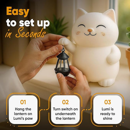 Solar Cat Garden Statue with Lantern – Outdoor Cat Statue for Garden, Patio & Yard, Weatherproof Resin Figurine Lawn Ornament Garden Decor with Soft Solar Glow