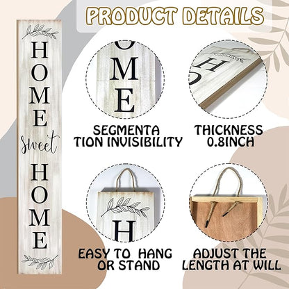 Home Sweet Home Porch Sign Wooden Welcome Sign Vertical Hanging Signs For Standing Front Porch Standing Farmhouse Porch Signs Outdoor Tall Sign Decorations Outdoor Welcome Signs for Porch 47.2H