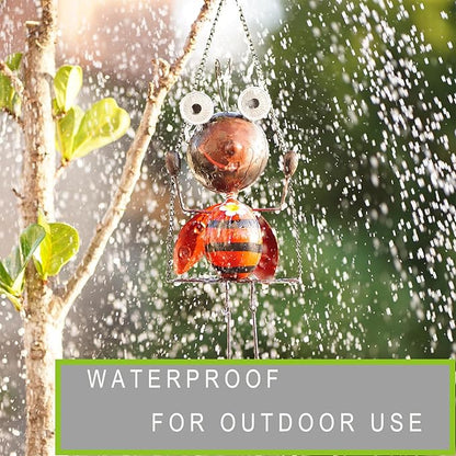 Glowing Ladybug Swing Solar Lights - Adorable Animal Outdoor Garden Decor - Waterproof Solar Lanterns Lamp for Patio Yard Pathway - Gifts for Mom Grandma Women