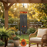 37" Matte Textured Aluminum Wind Chimes for Outdoor Patio & Garden – Large Modern Black Wind Chime with Deep Soft Tone, Thoughtful Home Gift (Black, 37")