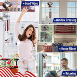 CoTa Global Welcome Eagle USA Flag Wind Chime - Handmade Metal Hanging Decor, Patriotic Garden Ornament with Red, White and Blue Tubes, Indoor Outdoor Porch Patio Yard Decoration - 34 Inches