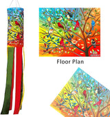 Tree Birds Windsock 40 Inch Durable Outdoor Hanging Decoration for Yard Garden Patio Home and More