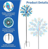 Wind Spinner for Yard and Garden Peacock Windmill Outdoor Metal Kinetic Art Wind Sculpture for Yard Patio Lawn Decoration 55 Inch,Gifts for Women