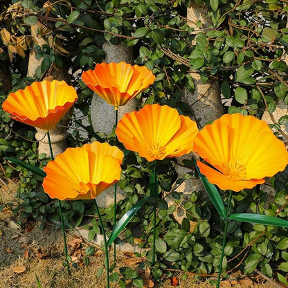 MorningRo 5 Pack Metal Flowers Garden Stake Decor for Outside 25. 2 Inch Metal Flowers Stakes Garden Decorations for Outdoor Yard Patio Lawn Porch Pathway