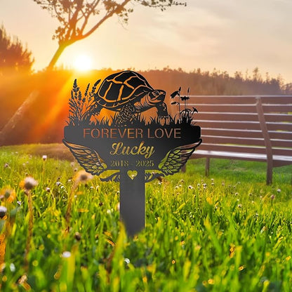 Custom Turtle Memorial Stake, Turtle Loss Gift, Sympathy Sign, Metal Pet Grave Markers, Remembrance Stake, Outdoor Garden Decor, Pet Headstone, Memorial Plaque for Outdoors