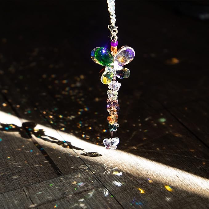 H&D HYALINE & DORA Car Charms Rear View Mirror Accessories,Crystals Ornaments Chandelier Crystals Hanging Prisms Fengshui Suncatcher Rainbow Pendant Maker Car Charm (Colorized)