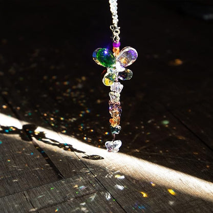 H&D HYALINE & DORA Car Charms Rear View Mirror Accessories,Crystals Ornaments Chandelier Crystals Hanging Prisms Fengshui Suncatcher Rainbow Pendant Maker Car Charm (Colorized)