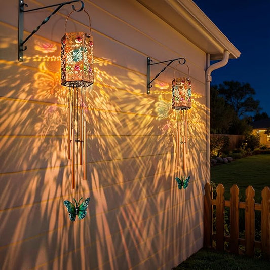 Solar Wind Chimes for Outside - Butterfly Solar Lights Outdoor Decor Gifts for Women Mom Grandma Birthday Housewarming