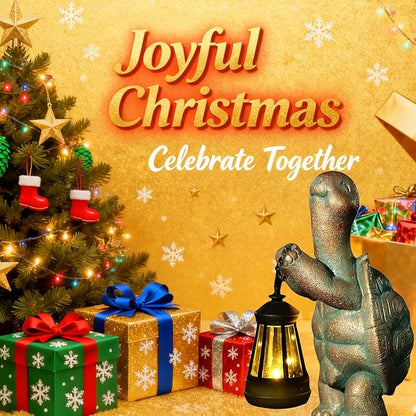 Turtle Solar Powered Outdoor Garden Statue, Resin Statue with Solar Light Lantern, Decorative Lawn, Yard Outdoor Turtle Decoration. Unique Home Decoration, Gifts for Women