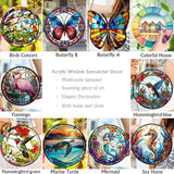 7.9'' Acrylic Window Hanging Decor,Stained Panel Hangings Decorative Acrylic Wall Decor Colorful Ornament Window Hangings for Outdoor Indoor Decor(Birds Concert)