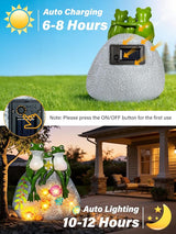 Guhope Solar Garden Statues, Outdoor Solar Frog Decor with Succulent and 6 LED Lights, Outside Yard Figurine Decor for Garden, Lawn, Patio, Balcony, Porch, Unique Gifts for Mom Grandma