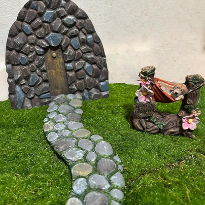 MUAMAX Fairy Garden Pathway, Miniature Stone Road, Green, Resin, Outdoor Statue, Home Decor, Fairy
