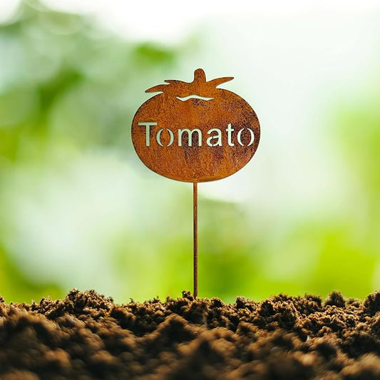 Rustic Iron Vegetable Marker - Indoor/Outdoor Vegetable Garden Label - Plant Tags for Pots - Decorative Plant Stake Stake for Farmhouse/Greenhouse (Tomato)