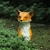 GENUINQ Sitting Fox Large Size Decorative Statue Outdoor Wit Fox Orange and White Cute Sculpture for Garden,Patio,Lawn Fox Fable Figurine