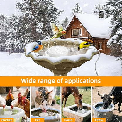 110W Bird Bath Heater for Outdoors in Winter–Submersible Pond Deicer,Cast Aluminum Thermostatic Chicken Water Heater,Power Cord 4.92 Ft/1.5M(White)