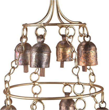 Rustic Wind Chimes for Outside – Handcrafted Tiered Bell Chime with Deep Tone – 16” Copper Coated Bronze Finish Metal Wind Chime for Garden Decor, Porch, Yard, Patio – Farmhouse Outdoor Decoration