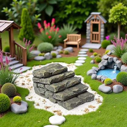 Miniature Resin Bridge, Straight Stairs, Stone Steps, Garden Fairy Ornament, Flower Pot, Plant, Micro Landscaping Decor, Bonsai Craft, Outdoor Statues, Outdoor Decor