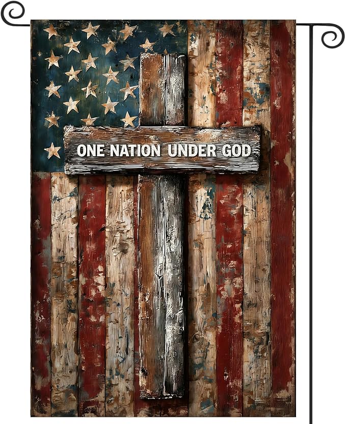 Patriotic American Garden Flag One Nation Under God Christian Flags for Outside 12x18 Double Sided Small 250 Anniversary USA 4th of July Independence Memorial Day Decor