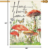 AVOIN colorlife Home Sweet Home Spring Mushrooms House Flag 28 x 40 Inch Double Sided, Seasonal Flowers Welcome Yard Outdoor Flag